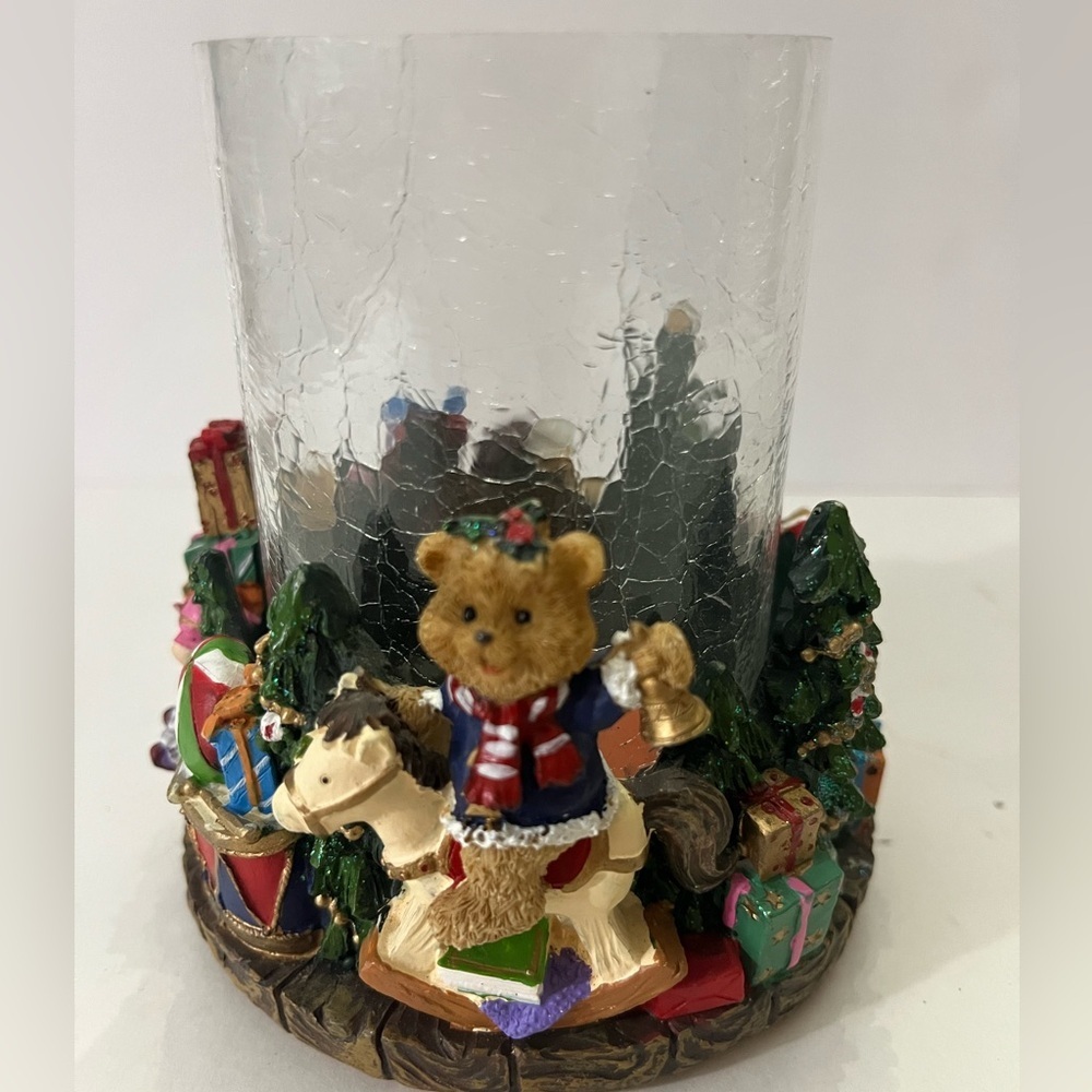Holiday Bear Candle Holder, Christmas Teddy Bears and Decorative Candle Holder